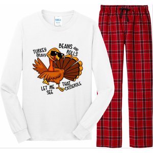 Turkey Gravy Beans And Rolls Casserole Funny Thanksgiving Long Sleeve Pajama Set