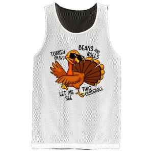 Turkey Gravy Beans And Rolls Casserole Funny Thanksgiving Mesh Reversible Basketball Jersey Tank