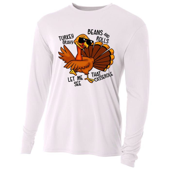 Turkey Gravy Beans And Rolls Casserole Funny Thanksgiving Cooling Performance Long Sleeve Crew