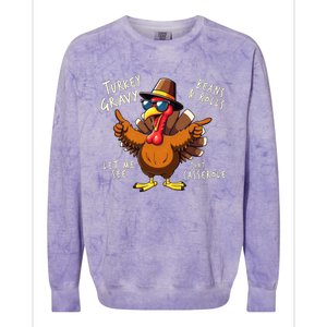 Turkey Gravy Beans And Rolls Casserole Funny Thanksgiving Colorblast Crewneck Sweatshirt