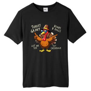 Turkey Gravy Beans And Rolls Casserole Funny Thanksgiving Tall Fusion ChromaSoft Performance T-Shirt