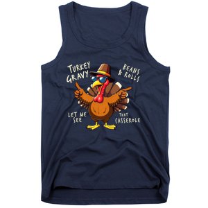 Turkey Gravy Beans And Rolls Casserole Funny Thanksgiving Tank Top