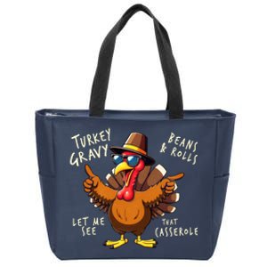 Turkey Gravy Beans And Rolls Casserole Funny Thanksgiving Zip Tote Bag