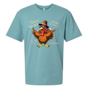 Turkey Gravy Beans And Rolls Casserole Funny Thanksgiving Sueded Cloud Jersey T-Shirt