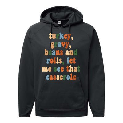 Turkey Gravy Beans And Rolls Funny Thanksgiving Performance Fleece Hoodie