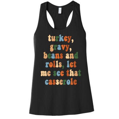 Turkey Gravy Beans And Rolls Funny Thanksgiving Women's Racerback Tank