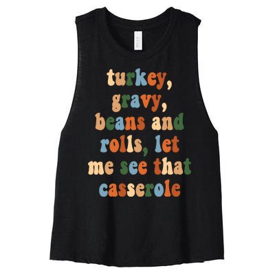 Turkey Gravy Beans And Rolls Funny Thanksgiving Women's Racerback Cropped Tank