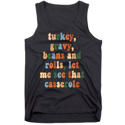 Turkey Gravy Beans And Rolls Funny Thanksgiving Tank Top