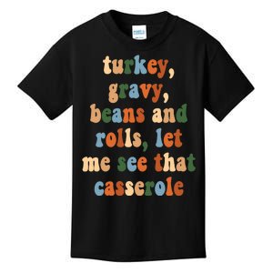 Turkey Gravy Beans And Rolls Funny Thanksgiving Kids T-Shirt