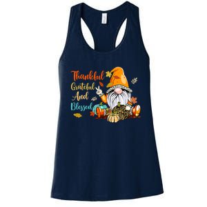 Thankful Grateful Blessed Thanksgiving Fall Gnomes Women's Racerback Tank