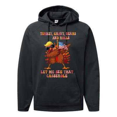 Turkey Gravy Beans And Rolls Casserole Funny Thanksgiving Performance Fleece Hoodie