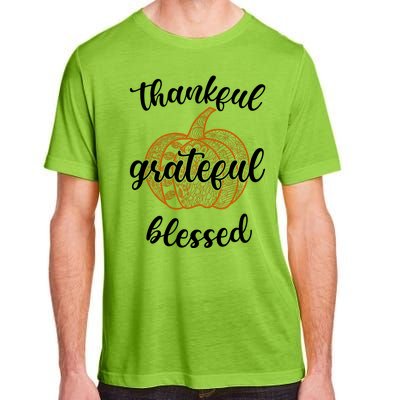 Thankful Grateful Blessed Pumpkin Fall Adult ChromaSoft Performance T-Shirt