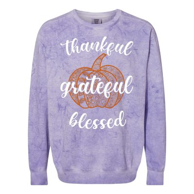 Thankful Grateful Blessed Pumpkin Fall Colorblast Crewneck Sweatshirt