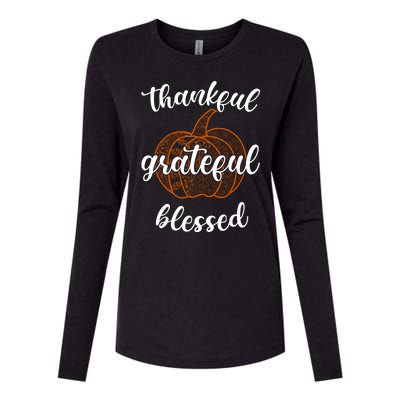 Thankful Grateful Blessed Pumpkin Fall Womens Cotton Relaxed Long Sleeve T-Shirt