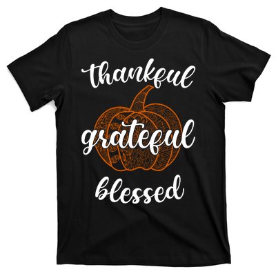 Thankful Grateful Blessed Pumpkin Fall T-Shirt