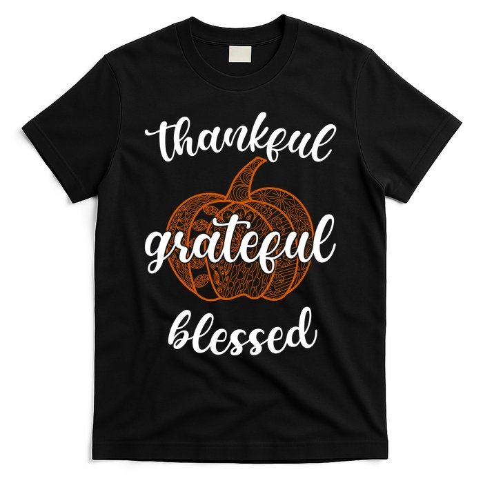 Thankful Grateful Blessed Pumpkin Fall T-Shirt