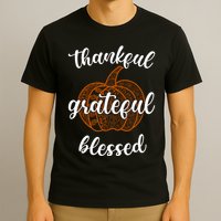 Thankful Grateful Blessed Pumpkin Fall T-Shirt