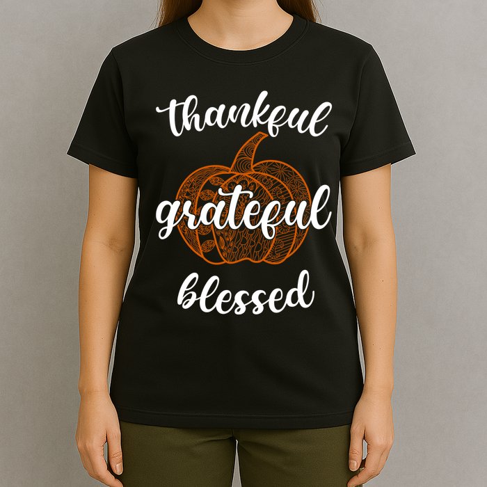 Thankful Grateful Blessed Pumpkin Fall T-Shirt