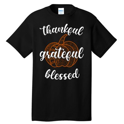 Thankful Grateful Blessed Pumpkin Fall Tall T-Shirt