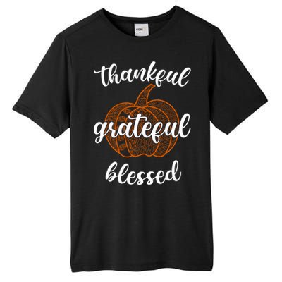 Thankful Grateful Blessed Pumpkin Fall Tall Fusion ChromaSoft Performance T-Shirt