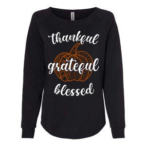 Thankful Grateful Blessed Pumpkin Fall Womens California Wash Sweatshirt