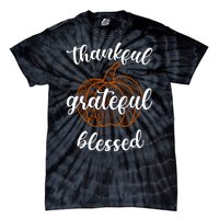 Thankful Grateful Blessed Pumpkin Fall Tie-Dye T-Shirt