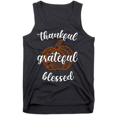 Thankful Grateful Blessed Pumpkin Fall Tank Top