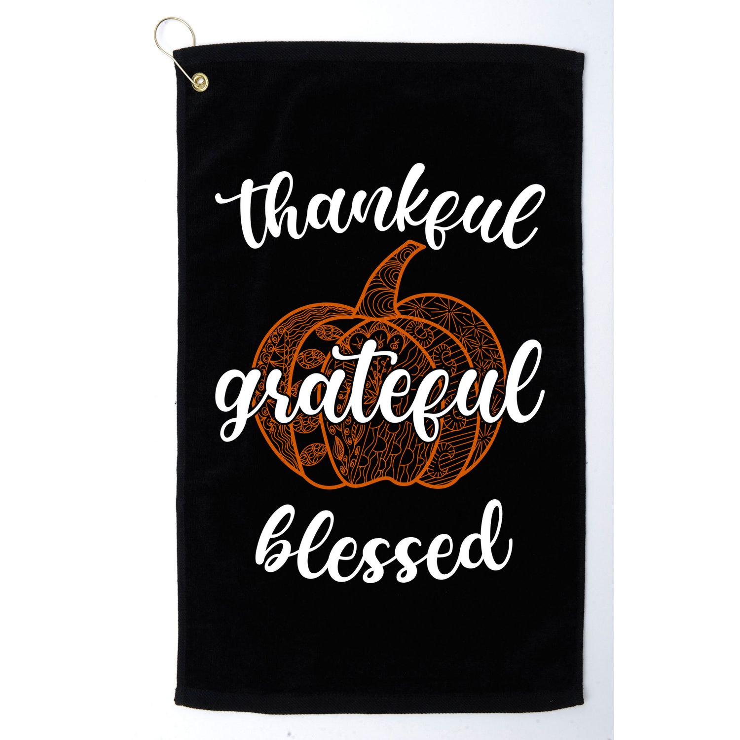 Thankful Grateful Blessed Pumpkin Fall Golf Towel