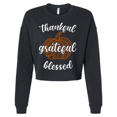 Thankful Grateful Blessed Pumpkin Fall Cropped Pullover Crew