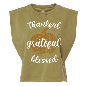 Thankful Grateful Blessed Pumpkin Fall Garment-Dyed Women's Muscle Tee