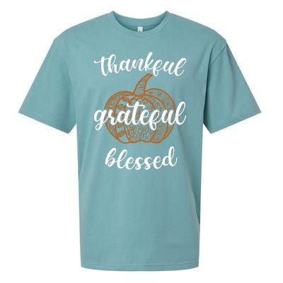 Thankful Grateful Blessed Pumpkin Fall Sueded Cloud Jersey T-Shirt