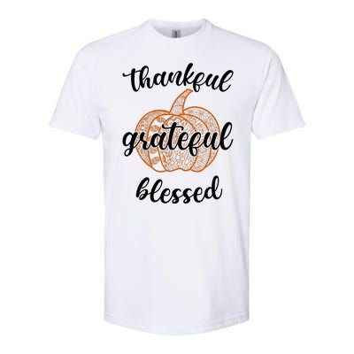 Thankful Grateful Blessed Pumpkin Fall Softstyle CVC T-Shirt