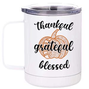 Thankful Grateful Blessed Pumpkin Fall 12 oz Stainless Steel Tumbler Cup