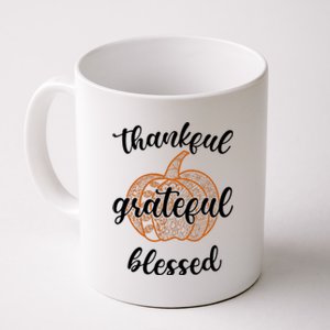 Thankful Grateful Blessed Pumpkin Fall Coffee Mug