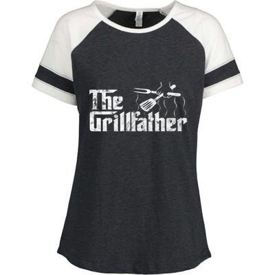 The Grillfather Bbq & Grilling Vintage Chef Enza Ladies Jersey Colorblock Tee