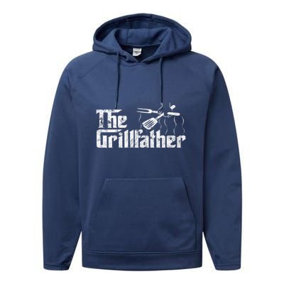 The Grillfather Bbq & Grilling Vintage Chef Performance Fleece Hoodie