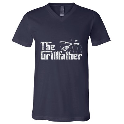 The Grillfather Bbq & Grilling Vintage Chef V-Neck T-Shirt