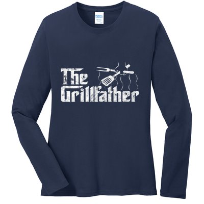 The Grillfather Bbq & Grilling Vintage Chef Ladies Long Sleeve Shirt