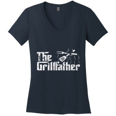 The Grillfather Bbq & Grilling Vintage Chef Women's V-Neck T-Shirt