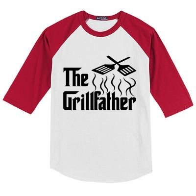 The Grillfather Bbq Grill And Smoker Barbecue Chef Gift Kids Colorblock Raglan Jersey