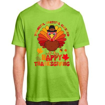 Thankful Grateful Blessed Turkey Women Happy Thanksgiving Adult ChromaSoft Performance T-Shirt