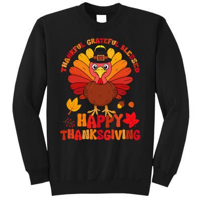 Thankful Grateful Blessed Turkey Women Happy Thanksgiving Sweatshirt