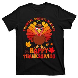 Thankful Grateful Blessed Turkey Women Happy Thanksgiving T-Shirt