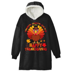 Thankful Grateful Blessed Turkey Women Happy Thanksgiving Hooded Wearable Blanket