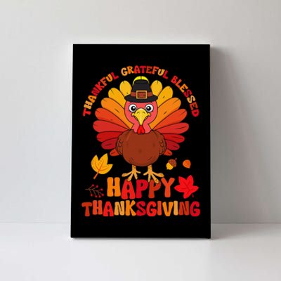 Thankful Grateful Blessed Turkey Women Happy Thanksgiving Canvas