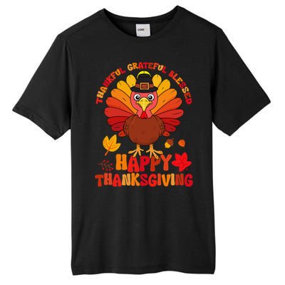 Thankful Grateful Blessed Turkey Women Happy Thanksgiving Tall Fusion ChromaSoft Performance T-Shirt