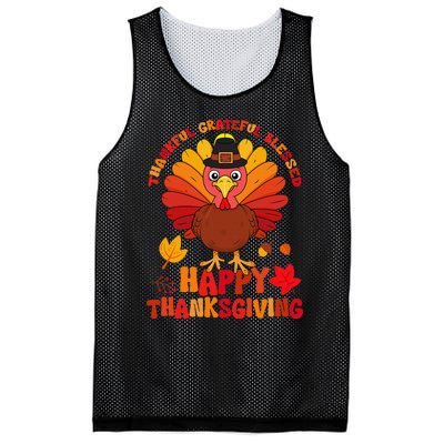 Thankful Grateful Blessed Turkey Women Happy Thanksgiving Mesh Reversible Basketball Jersey Tank