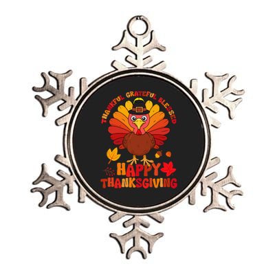 Thankful Grateful Blessed Turkey Women Happy Thanksgiving Metallic Star Ornament