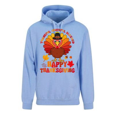 Thankful Grateful Blessed Turkey Women Happy Thanksgiving Unisex Surf Hoodie