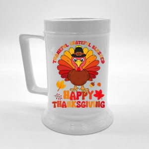 Thankful Grateful Blessed Turkey Women Happy Thanksgiving Beer Stein